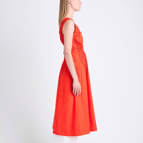 Proenza Schouler Red Flutter Sleeve Midi Dress - Picture 2 of 6